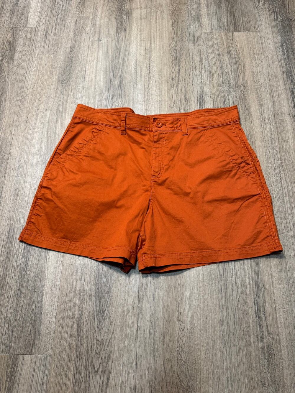 Eddie Bauer Women's Orange Flat-Front Cotton Shorts